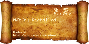 Mány Richárd névjegykártya
